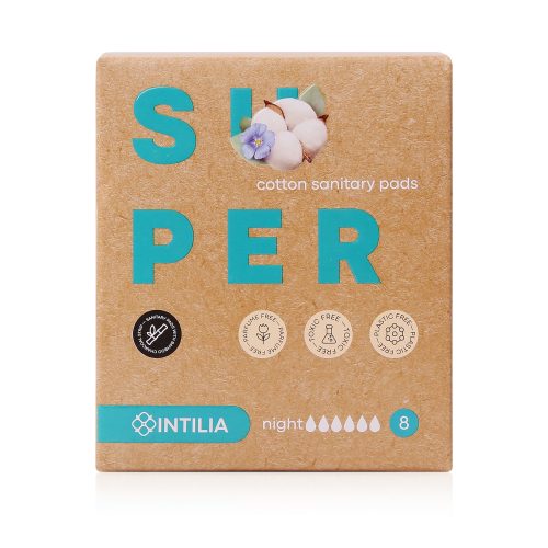 Женские хлопковые гигиенические прокладки INTILIA с бамбуковой угольной вставкой