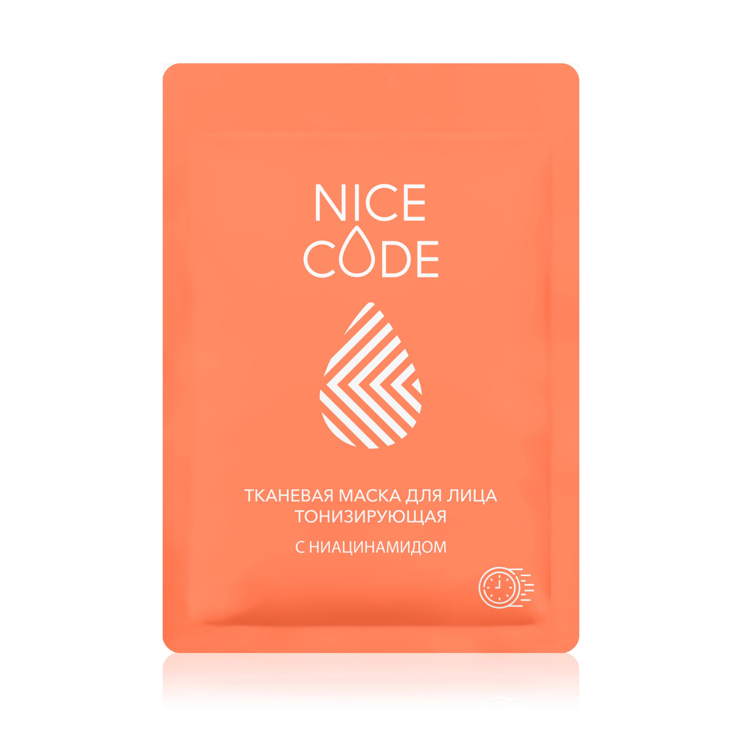 Тканевая маска для лица тонизирующая с ниацинамидом NICE CODE